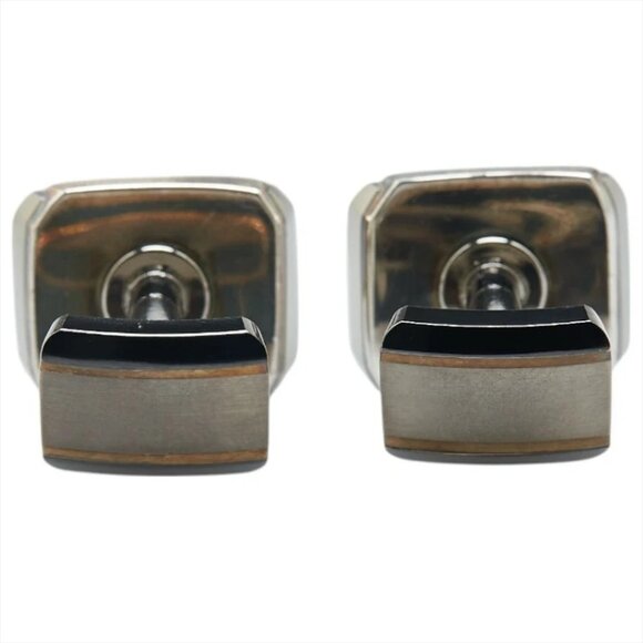 Tiffany & Co Atlas Titanium Cufflinks Cuff Links Silver 925 Auth w/Box #4874 - Picture 3 of 5